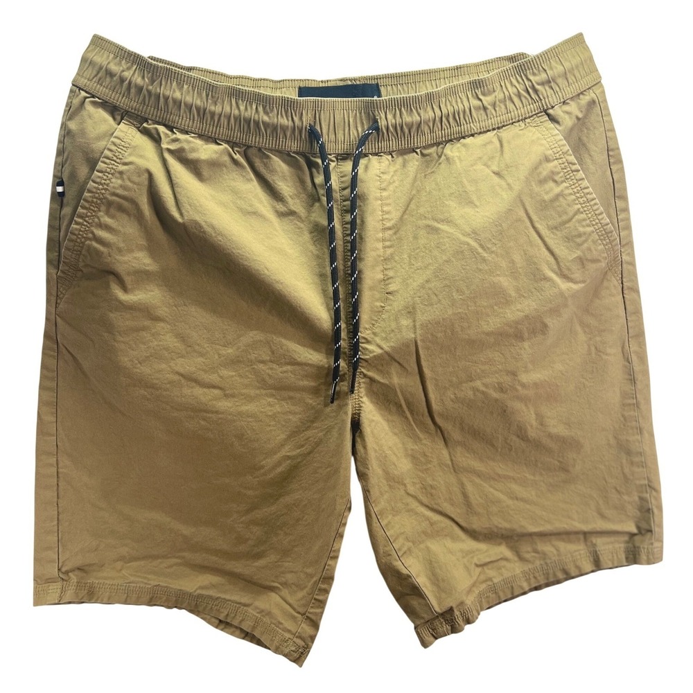 Edgar + Ash Mens Khaki Tan Elastic Waist Drawstring Casual Shorts Size Medium